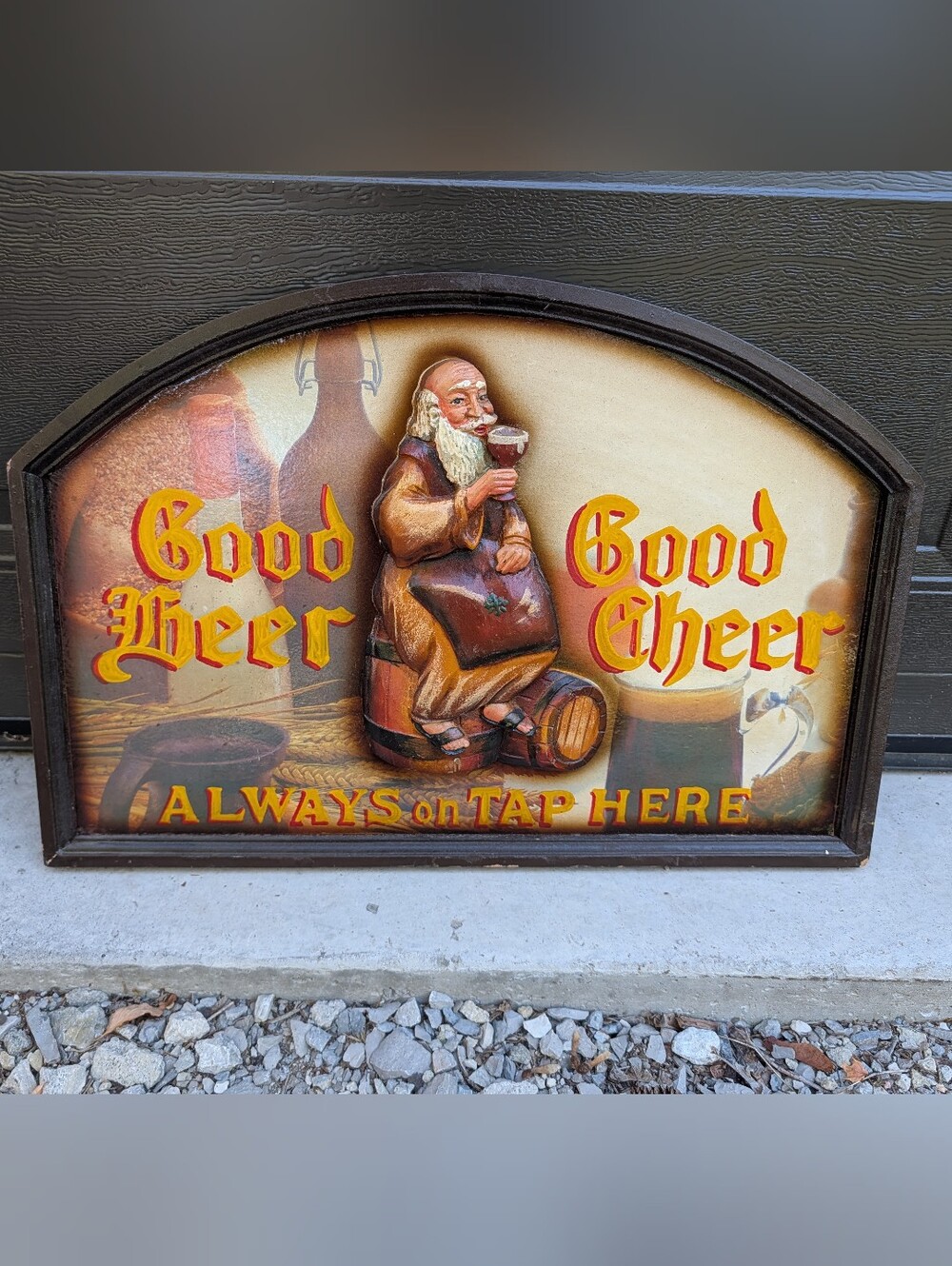Good Beer Good Cheer Decorative Wall Plaque - Vintage Brown/Gold